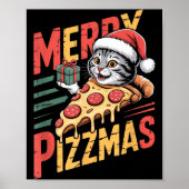 Merry Zzmas Christmas Cat Funny Zza Lover Xmas Cat ポスター (正面)