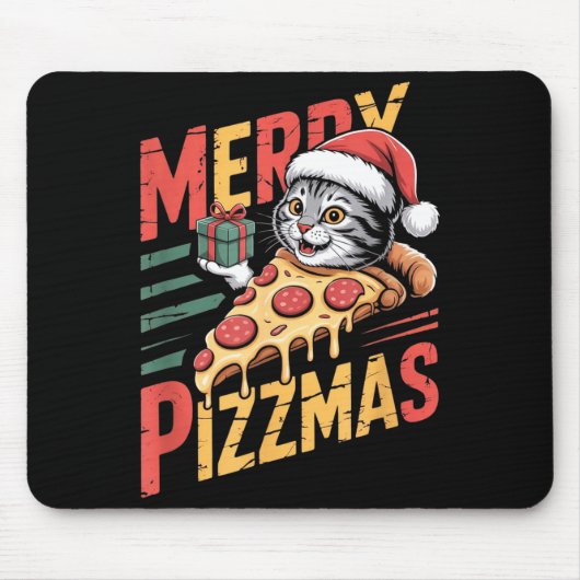 Merry Zzmas Christmas Cat Funny Zza Lover Xmas Cat マウスパッド (正面)