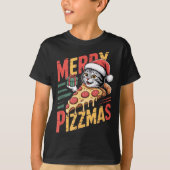 Merry Zzmas Christmas Cat Funny Zza Lover Xmas Cat Tシャツ (正面)