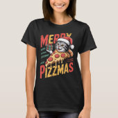 Merry Zzmas Christmas Cat Funny Zza Lover Xmas Cat Tシャツ (正面)