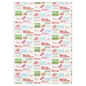 MerryChristmasテーブルクロス、季節のごあいさつホワイト テーブルクロス (正面)