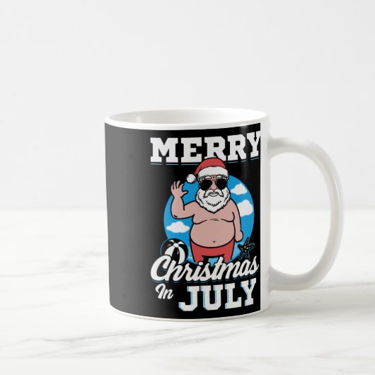 Merrychristmas In July Funny Santa  コーヒーマグカップ (右)