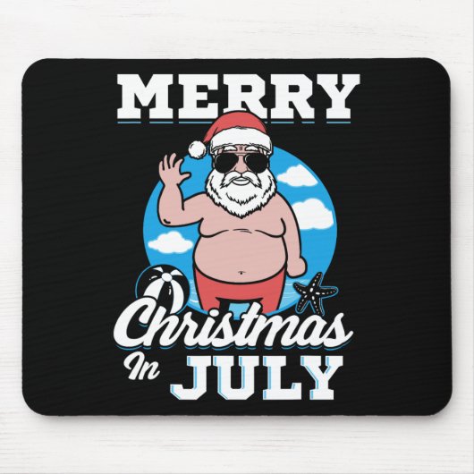 Merrychristmas In July Funny Santa マウスパッド (正面)