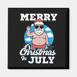 Merrychristmas In July Funny Santa マグネット