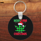 Merryjuana Weed Leaf Funny Christmas Pajama X-mas キーホルダー (正面)