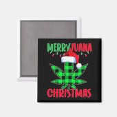 Merryjuana Weed Leaf Funny Christmas Pajama X-mas マグネット (正面/裏面)