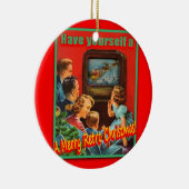 MerryRetroChrmsTV陶磁器の円形のオーナメント セラミックオーナメント (右)