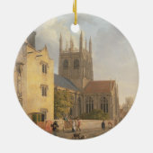 Mertonの大学、オックスフォード1771年(キャンバスの油) セラミックオーナメント (裏面)