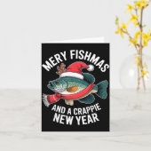 Mery Fishmas And A Crape New Year Funny Fishing Ch カード (黄色い花)
