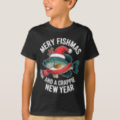 Mery Fishmas And A Crape New Year Funny Fishing Ch Tシャツ (正面)