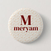 Meryam Monogram with Hearts Background badge 缶バッジ (正面)