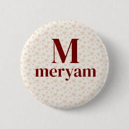 Meryam Monogram with Hearts Background badge 缶バッジ