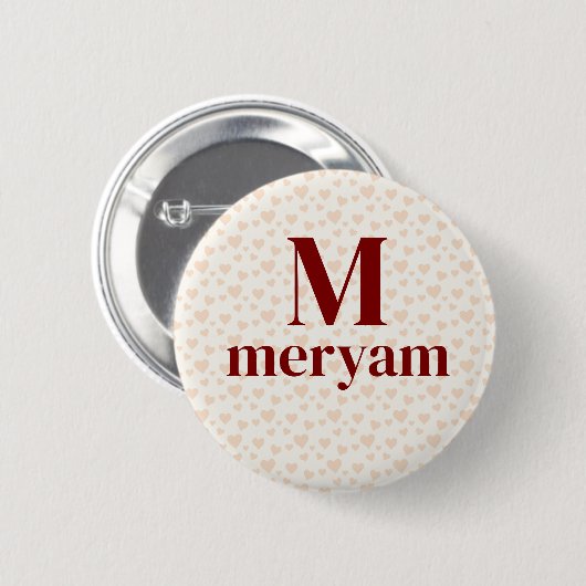 Meryam Monogram with Hearts Background badge 缶バッジ (正面&裏面)