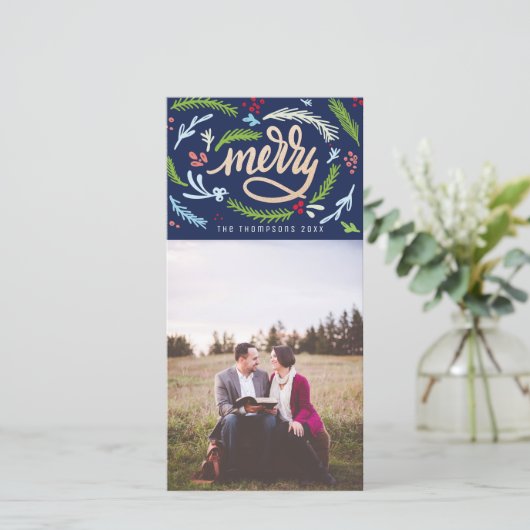 Meryscriptクリスマスフェイク金ゴールドグリッターフォトカード シーズンカード (スタンド正面)