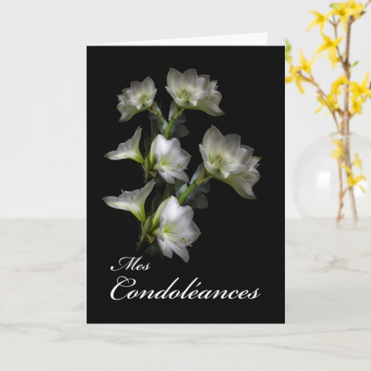 Mes Condoléancesのフランスのな悔やみや弔慰、白い花 カード (黄色い花)