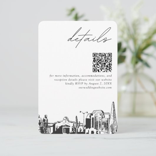 Mesa Arizonaの結婚詳細QRコード小 エンクロージャーカード (スタンド正面)
