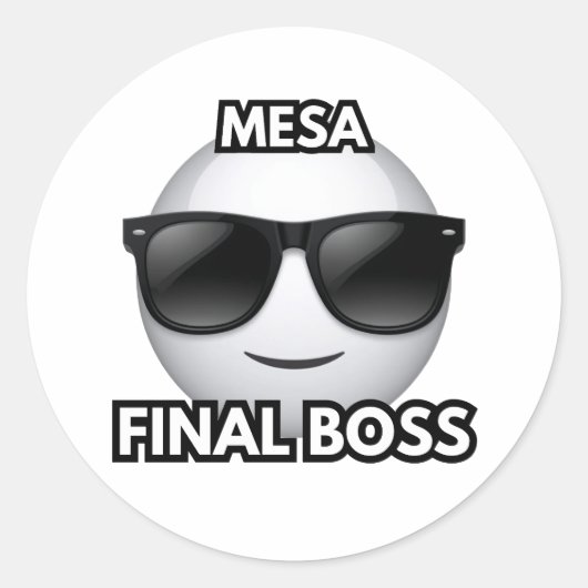 Mesa Final Boss Cool Emoji Sticker ラウンドシール (正面)