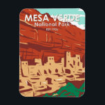 Mesa Verde National Park Colorado Colorful Vintage マグネット<br><div class="desc">Mesa Verde vector artwork design. The park is known for its well-preserved Ancestral Puebloan cliff dwellings,  notably the huge Cliff Palace.</div>