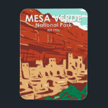 Mesa Verde National Park Colorado Colorful Vintage マグネット<br><div class="desc">Mesa Verde vector artwork design. The park is known for its well-preserved Ancestral Puebloan cliff dwellings,  notably the huge Cliff Palace.</div>
