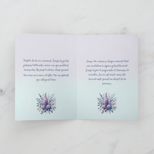 Mésange chantant la tendresse カード (内部)