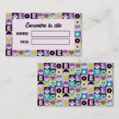 Meseros Seating Plan Boda Divertida Lila Azul プレイスカード (正面/裏面)