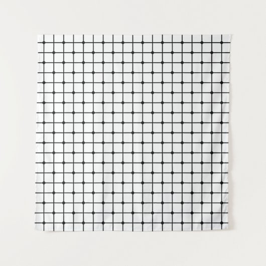 Mesh pattern monochrome geometric タペストリー (正面)