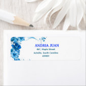 Mesmerizing Blue Floral Return Address Labels ラベル (インサイチュ)