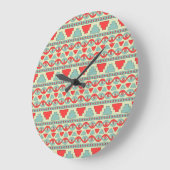 Mesopotamian部族：シームレスな民族デザイン。 ラージ壁時計 (傾斜)