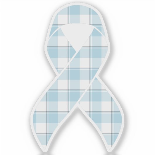 Mesothelioma Awareness Plaid Light Blue Ribbon シール (正面)