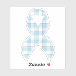 Mesothelioma Awareness Plaid Light Blue Ribbon シール