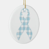 Mesothelioma Awareness Plaid Light Blue Ribbon セラミックオーナメント (右)