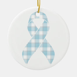 Mesothelioma Awareness Plaid Light Blue Ribbon セラミックオーナメント
