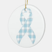 Mesothelioma Awareness Plaid Light Blue Ribbon セラミックオーナメント (左)