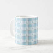 Mesothelioma Cancer Awareness Plaid Light Blue コーヒーマグカップ (正面左)