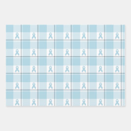 Mesothelioma Cancer Awareness Plaid Light Blue ラッピングペーパーシート