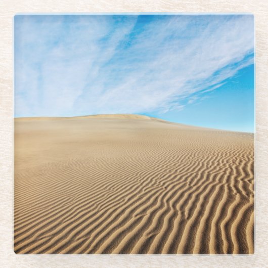 Mesquiteの平たい箱の砂丘 ガラスコースター (正面)