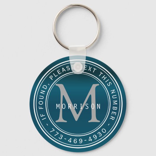 Message – モノグラムティール(緑がかった色) キーホルダー (正面)