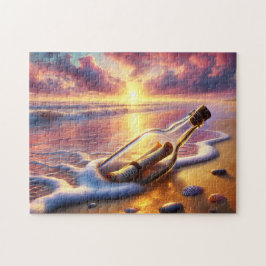 Message in a Bottle Sunset Beach Coastal ジグソーパズル