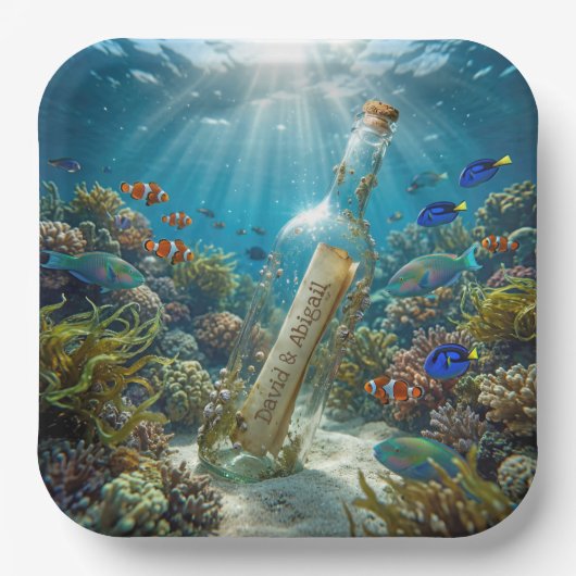 Message in a Bottle with Custom Names ペーパープレート (正面)