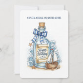 Message In Bottle Sailboat Birthday Invitation 招待状 (裏面)