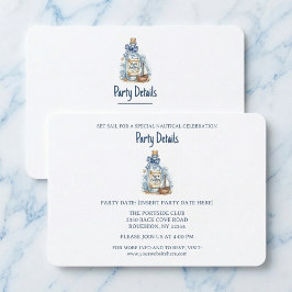 Message In Bottle Sailboat Birthday QR Code 出欠カード