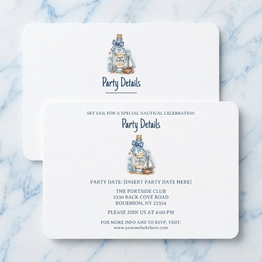 Message In Bottle Sailboat Birthday QR Code 出欠カード