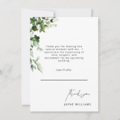 Message Ivyブライダルシャワーありがとう 招待状 (正面)