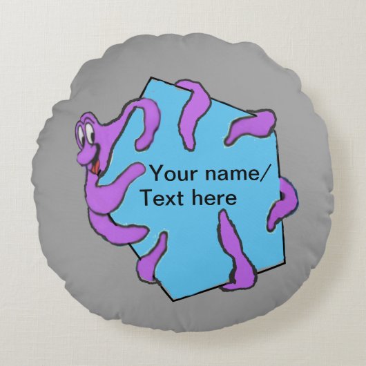 Message Octopus Cartoon Cust.丸枕 ラウンドクッション (正面)