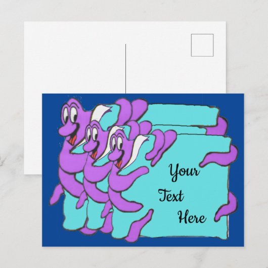 Message Octopus Cartoon DIYはがき ポストカード (正面/裏面)