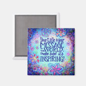 Message to the World かわいらしフローラBlueトレンディー マグネット (正面/裏面)