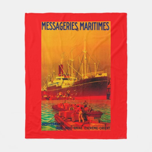 Messageries MaritimesのヴィンテージPosterEurope フリースブランケット (正面)