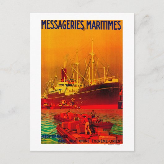 Messageries MaritimesヴィンテージポスターEurope ポストカード (正面)