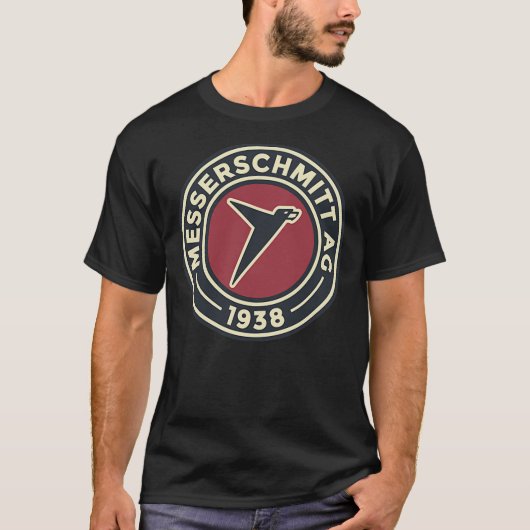 Messerschmitt - 1938 -レトロラウンドカスタムロゴEs Tシャツ (正面)