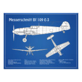 Messerschmitt Bf 109 – 飛行機設計図ABD フォトプリント (正面)